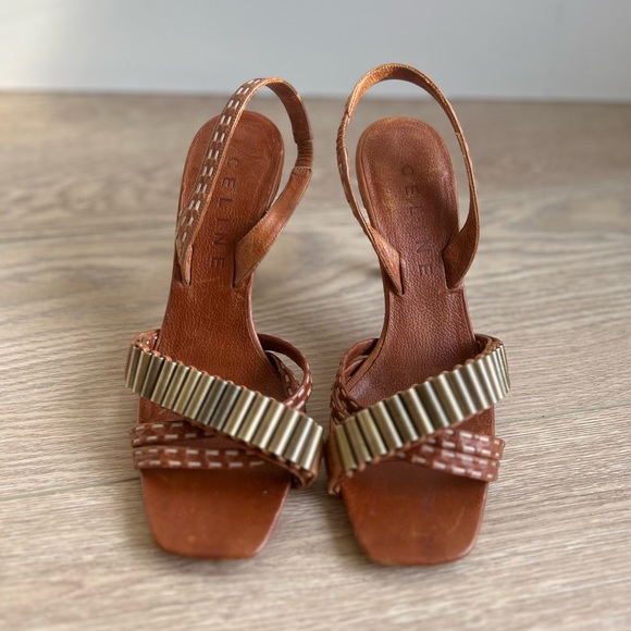 CELINE Leather Stiletto Slingback with metal accent — US 6.5 - Picture 2 of 8
